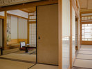 貴賓室・総檜造りの数奇屋造りの純和風、日本庭園眺望(8帖+8帖+14帖)