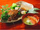 伊勢えびのお造りと味噌汁