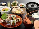朝食の一例(三種盛は、2名様分)