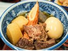 春が旬のサワラの塩焼きと、じっくり煮込んだ牛すじおでんを味わえる夕食一例です。