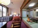 【和洋室】和室でのんびりお過ごしいただいた後は、寝室のベッドでおやすみいただけます。