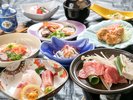 和牛と長洲どりプラン 会席一例