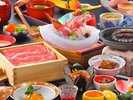 【夕食】活アワビ陶板焼き&山形牛温泉蒸し付和会席<冬>※イメージ