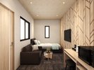 【トレーラー シングルルーム】定員:2名/広さ:12u/セミダブルベッド122cm×195cm/ソファベッド1台