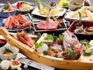 日本海の舟盛りに但馬牛のステーキをプラス!