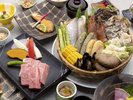 地獄蒸しとおおいた和牛ステーキ※現在はおおいた和牛の赤身ステーキご提供しております