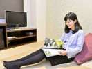 琉球畳のお部屋で自宅のような寛ぎを!和風スタイルシングル。寝具はエアウィーヴの布団。