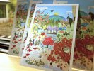 【オリジナルグッズ】佳松御苑の森の四季を描いた絵ハガキ。見るたびに旅の思い出が鮮やかによみがえるはず