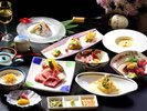 上州牛ステーキがメインとなった和洋折衷料理コース一例