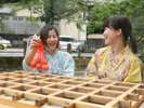 【城崎源泉】源泉前では温泉卵を作って楽しんでいただけます