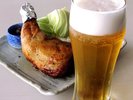 骨付き鶏&ビールセット(夕食メニュー 一例)