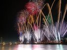 信濃川沿いのやすらぎ堤で花火が見られます。当館から徒歩圏内です。