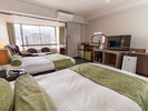 【禁煙】洋室デラックスツイン(マッサージチェアあり)セミダブルベッドx2台