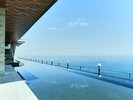 ◆水盤テラス|水天一碧、相模湾を一望する空間。海や空と一体となり水面が揺らめく美しい水盤。