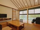 さなえ田禁煙室一例;堀こたつ、リビングン2間続き45平米バス/トイレ付