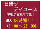 【最大18時間利用可能!!】早朝5:00チェックイン&チェックアウトは23:00まで!!★日帰りデイユース★