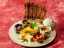*【秋の会席】前菜/かぼちゃのキッシュ・ピスタチオ・秋刀魚香り焼き・錦秋紅葉など(一例)