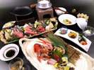 極・扇御膳★お造り7点盛、飛騨牛A5ランクの食べ比べ等を贅沢に(写真は全て一人前です)