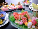 お造り7種盛り、飛騨牛ステーキ3種の『極・扇御膳』