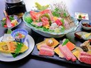 お造り7種盛り、飛騨牛ステーキ3種の『極・扇御膳』