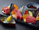 『極・扇御膳』三種の飛騨牛ステーキ食べ比べ