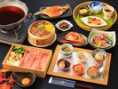 2泊目ご夕食(一例) 米沢牛すき焼きとわっぱ飯