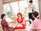 還暦などの長寿のお祝いのお客様に♪ ちゃんちゃんこセットは赤紫黄白の4種類をご用意!(無料・要予約)
