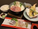 飛鳥鍋とお造り天ぷら御膳
