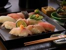 夕餉 通年】丹後の旬魚鮨十貫に、天ぷらなど地元食材を活かした料理を
