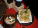 こんにゃくそうめんと山菜揚げ物