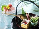 鮎の塩焼き&お造り四種盛り合わせ2024