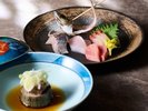 米茄子と和牛の煮物&お造り四種盛り