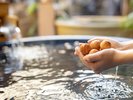 温泉に浮かぶ丸い「香木」はまるで泡のよう
