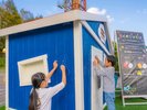 【遊園地】らくがきひろば 地面だけでなく家や車のオブジェにも落書きを楽しめる♪