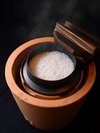 朝食 自家製米コシヒカリを蒸しかまどで炊き上げます。