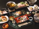 【特選創作和会席】伊勢海老・黒牛ステーキ・黒豚・鶏飯を味わう特選会席