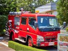 【ちびっこ消防隊】本物の消防車と一緒に写真撮影ができます。