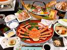 〇当日茹で上げ、姿松葉かにとかに刺し付船盛&ずわい蟹のかに会席(かに総量 2.5杯)