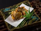 【お食事一例】夏の献立・揚物「蒸鮑天ぷら」