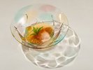 【お食事一例】夏の献立・水菓子「桃づくし」:桃コンポート・桃ジュレ・桃シャーベットの一品