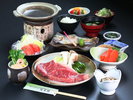 夕食「信州牛ステーキ御膳」霜降りのやわらかな信州牛250gステーキを堪能!