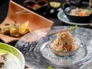 嬉野茶しゃぶと旬菜旬魚スモール懐石コース(一例)