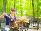 併設のカフェの火付け体験の様子