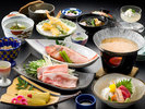 会席料理【旬】「名物吉良里クイーンポーク鍋」とじっくり煮付けた「カサゴの煮つけ」の深い味わい