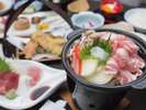 *【ご夕食】ヘルシー陶板焼きや旬の食材を使用したどこか懐かしい和食の温泉会席料理です。
