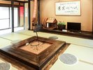 館内|大浴場入口にある畳の湯あがり処。無料の冷水やお茶をご用意してます!