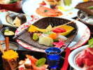 【月花】】味覚だけでなく視覚でも楽しめる会席料理です。