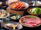 【但馬玄しゃぶしゃぶ+香住ガニ陶板焼き+のどぐろの塩焼き】但馬牛の王様・但馬玄は口の中でトロけます。