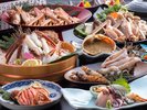 【冬・当館人気No.1】活松葉蟹刺し付き・炭火焼き蟹・お鍋プラン〈平日限定◆蟹の天婦羅付〉