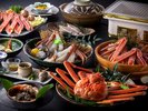 【冬・2人で1杯茹で松葉蟹付】活松葉蟹刺し・甲羅味噌焼きなどを味わうフルコース